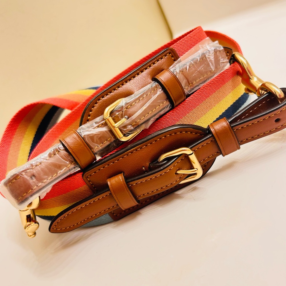 NWOT Coach Rainbow Colored Stripes Strap